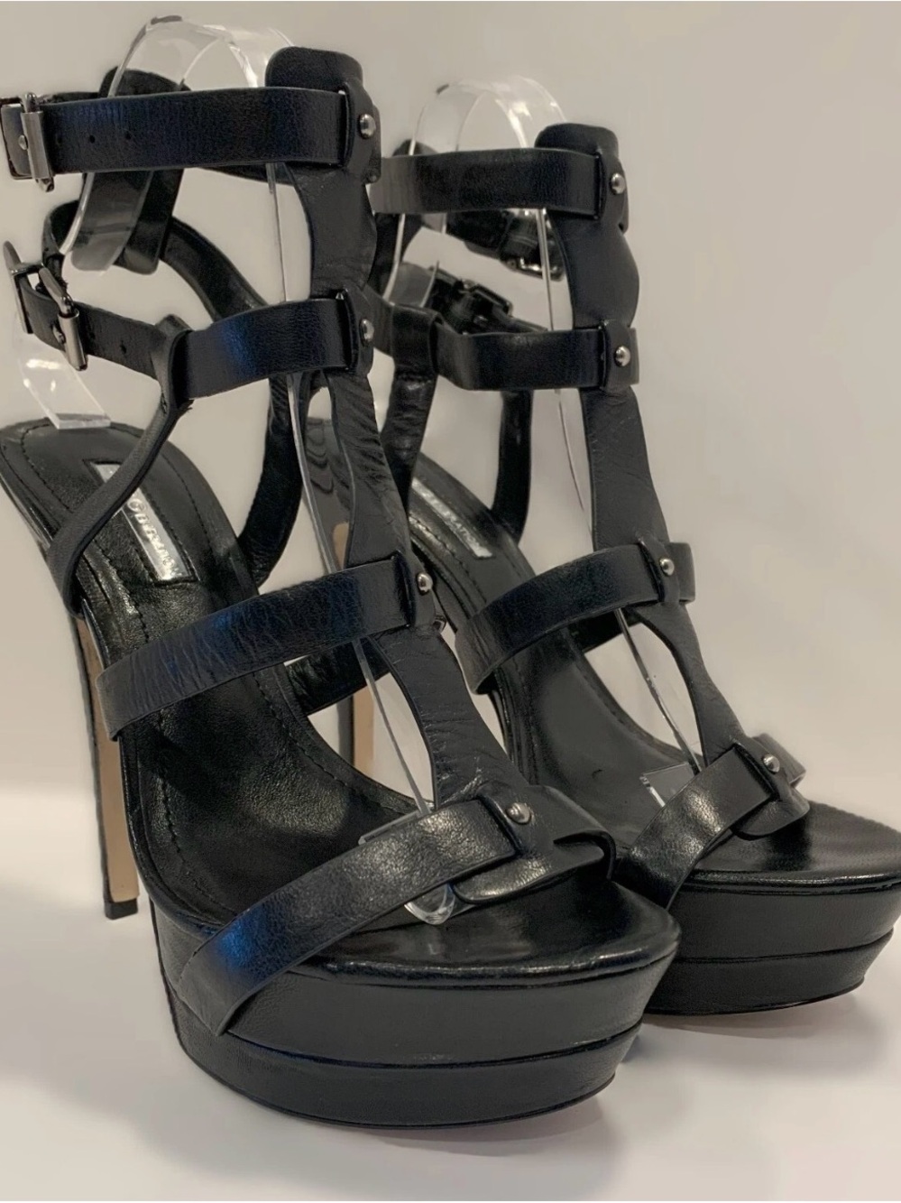 BCBGeneration Black Strappy Platform High Heels